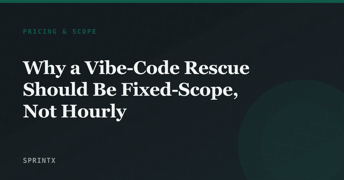 Fixed-scope versus hourly pricing for a software rescue engagement