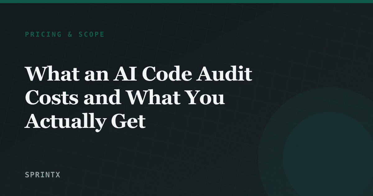 Pricing tiers for auditing an AI-generated codebase