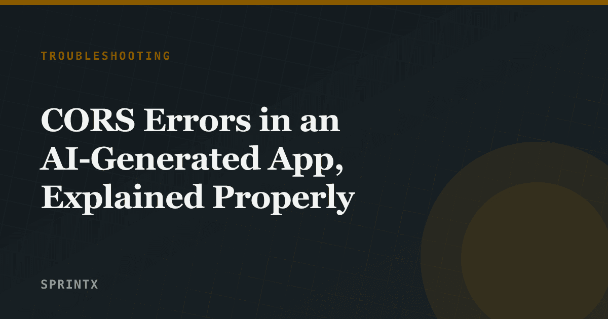 A browser console showing a blocked cross-origin request