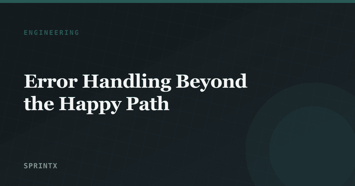 A failure path branching away from a clean happy path in an application flow diagram