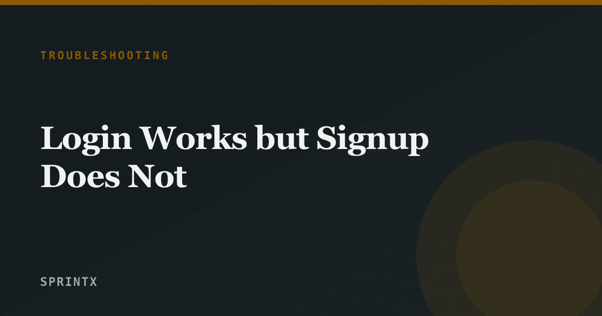 A signup form showing an error next to a working login form