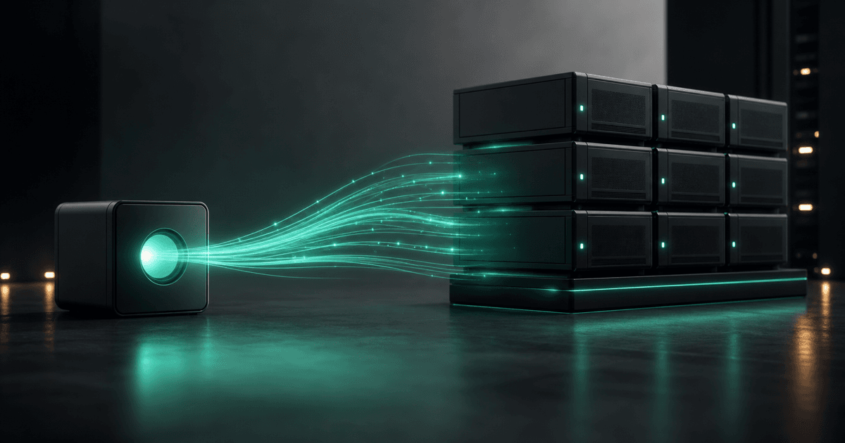 Database migration concept with server racks and data flow