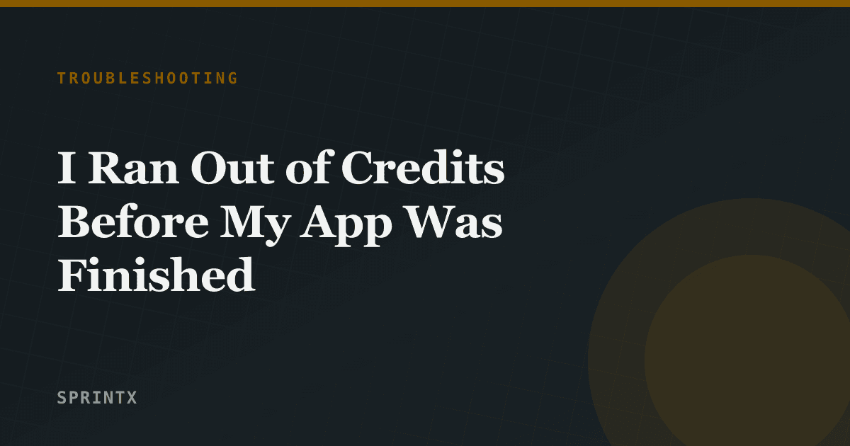 An empty credit meter next to an unfinished application