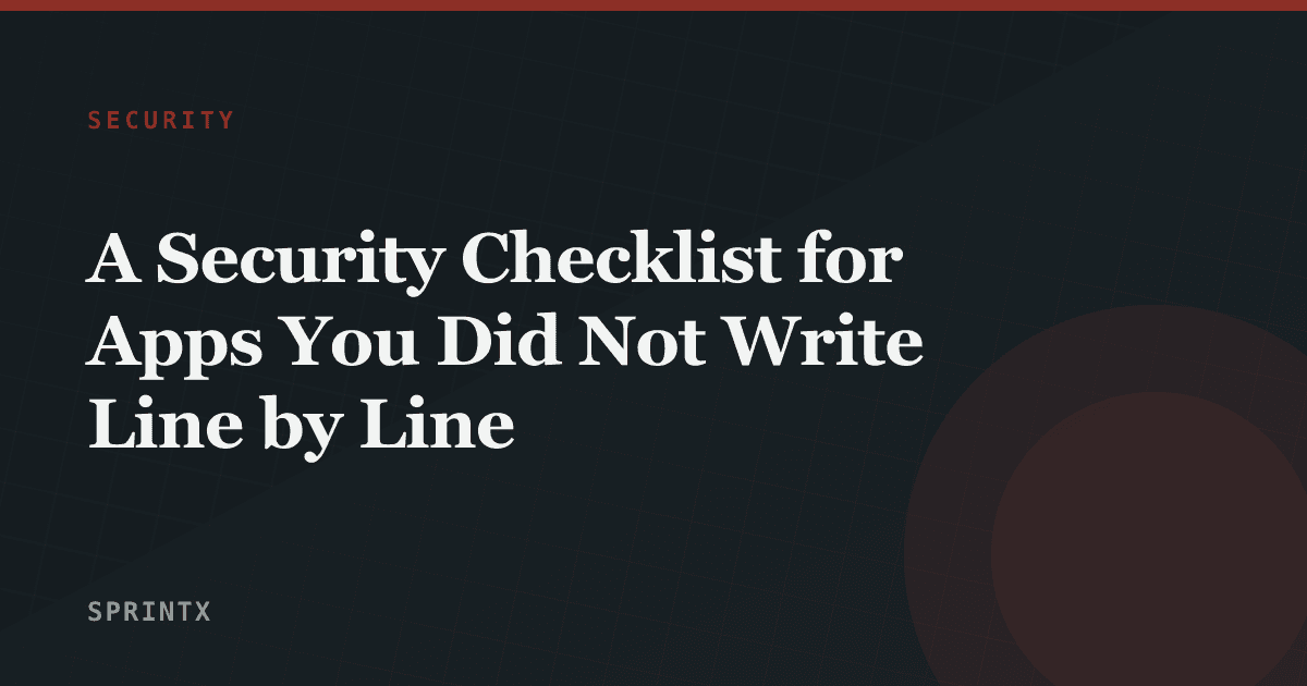 A founder working through a pre-launch security checklist for an AI-built application