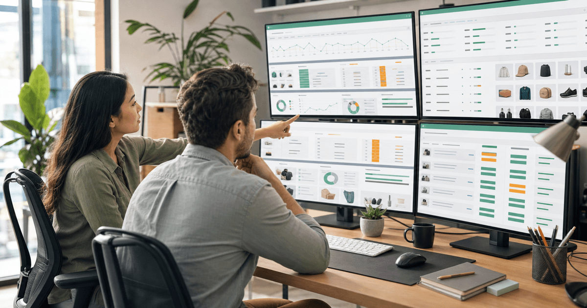 A high-volume e-commerce operations team reviewing a Shopify Plus store on multiple screens