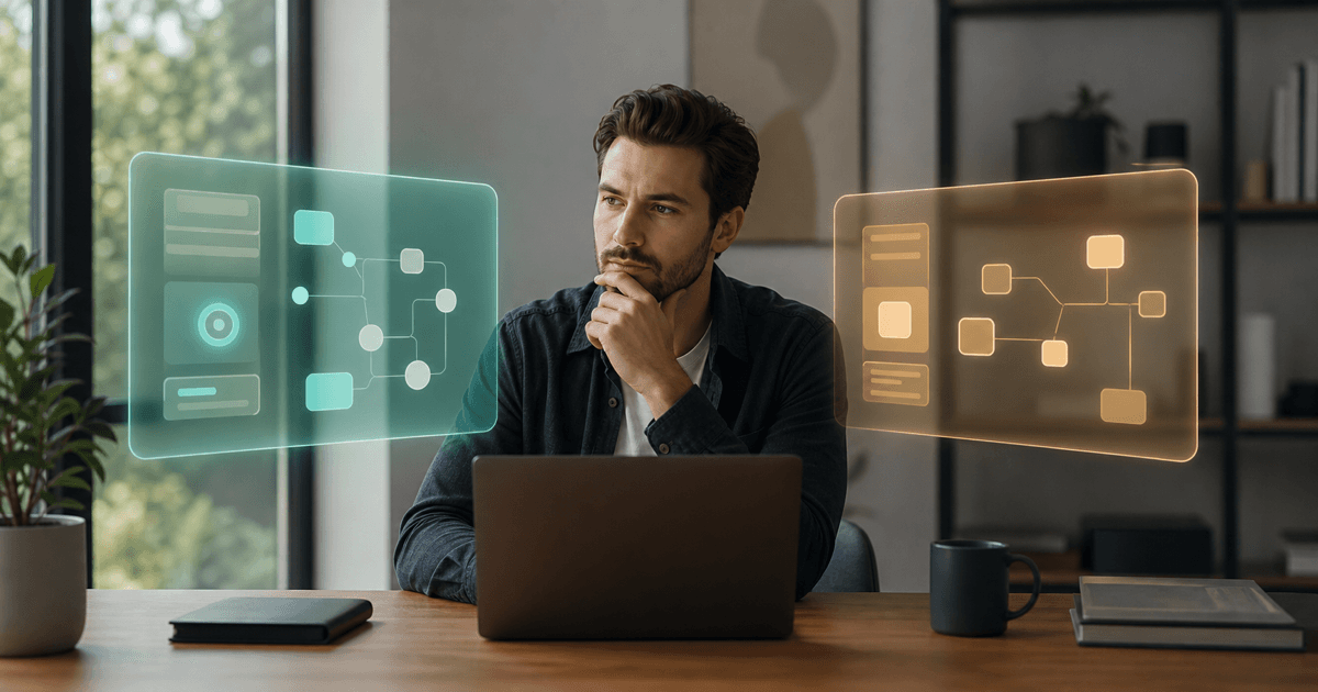 A developer choosing between two backend platforms on a screen