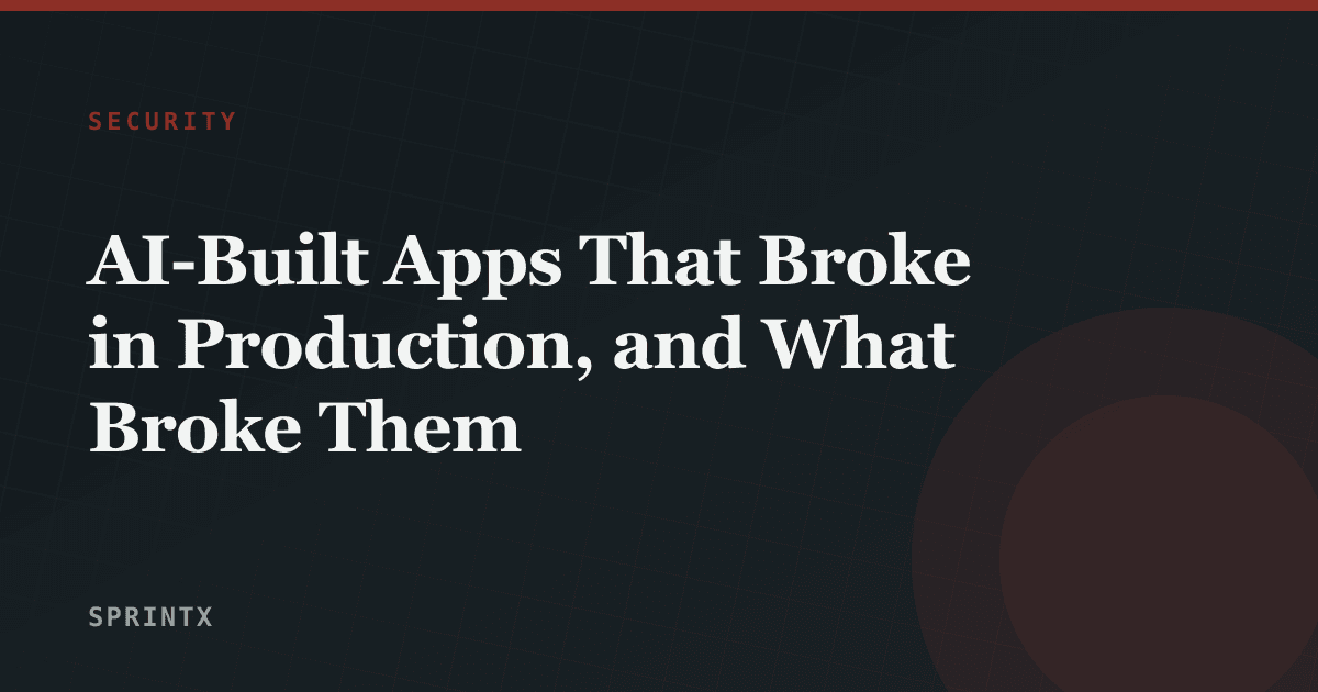 Post-incident review of failures in AI-generated applications