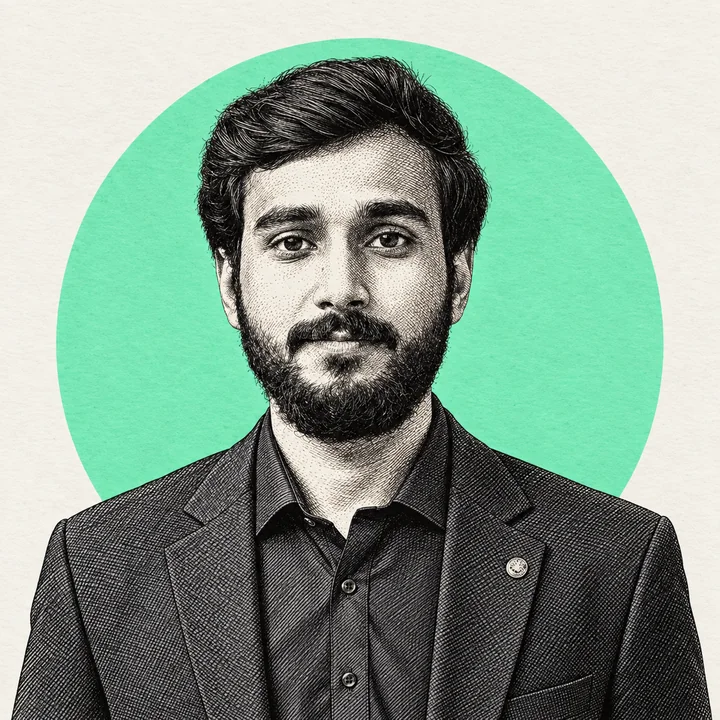 Illustrated portrait of Saad Baig