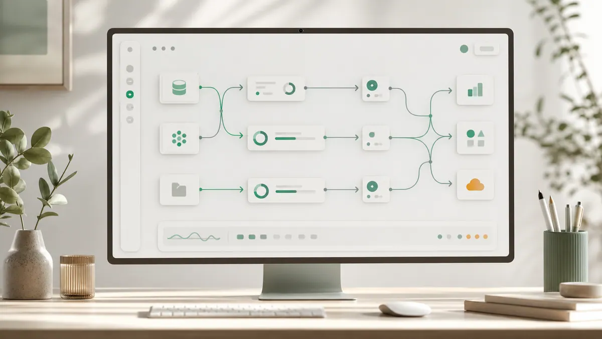 A visual representation of connected automation workflows