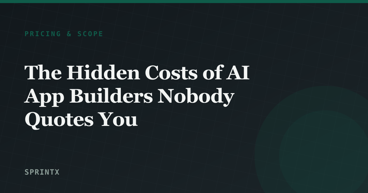 A founder reviewing a stack of subscription invoices from AI app building platforms