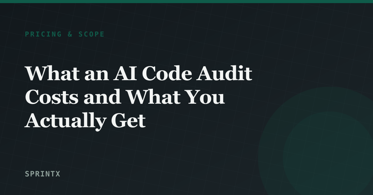 Pricing tiers for auditing an AI-generated codebase