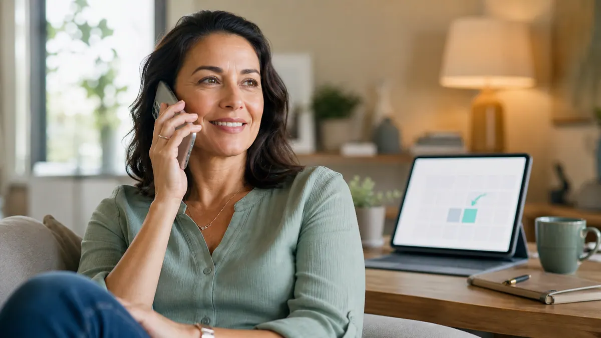 A patient speaking on the phone while an appointment is booked automatically in the background