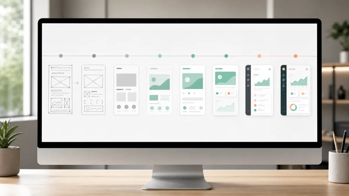 A week-by-week roadmap on a screen showing a SaaS build from scope to launch
