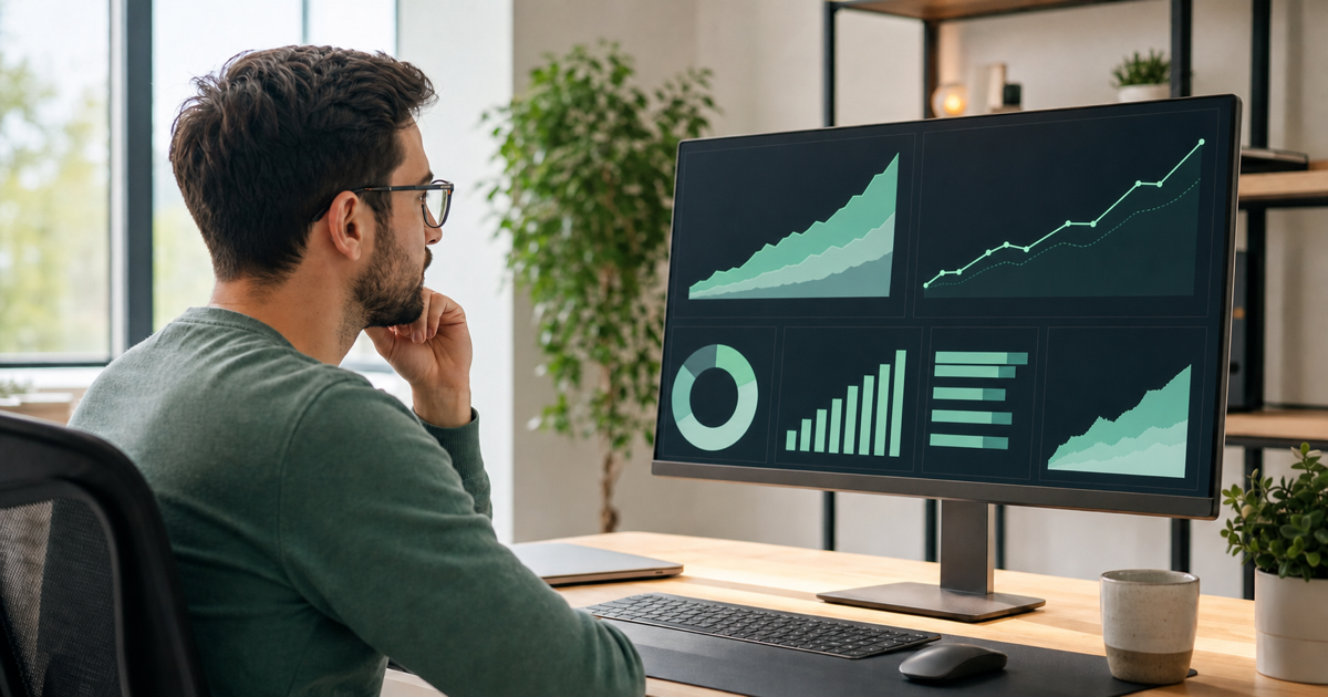 A developer reviewing rising API usage charts on a dashboard