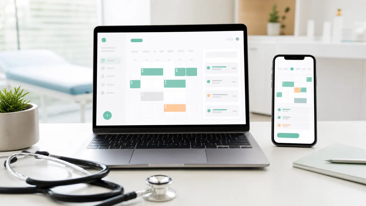 A clean dental clinic homepage with a prominent online booking button on mobile