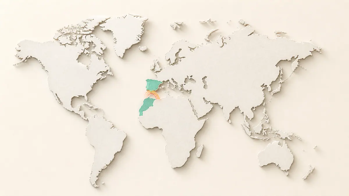 A map-style illustration of overlapping working hours between two nearby regions