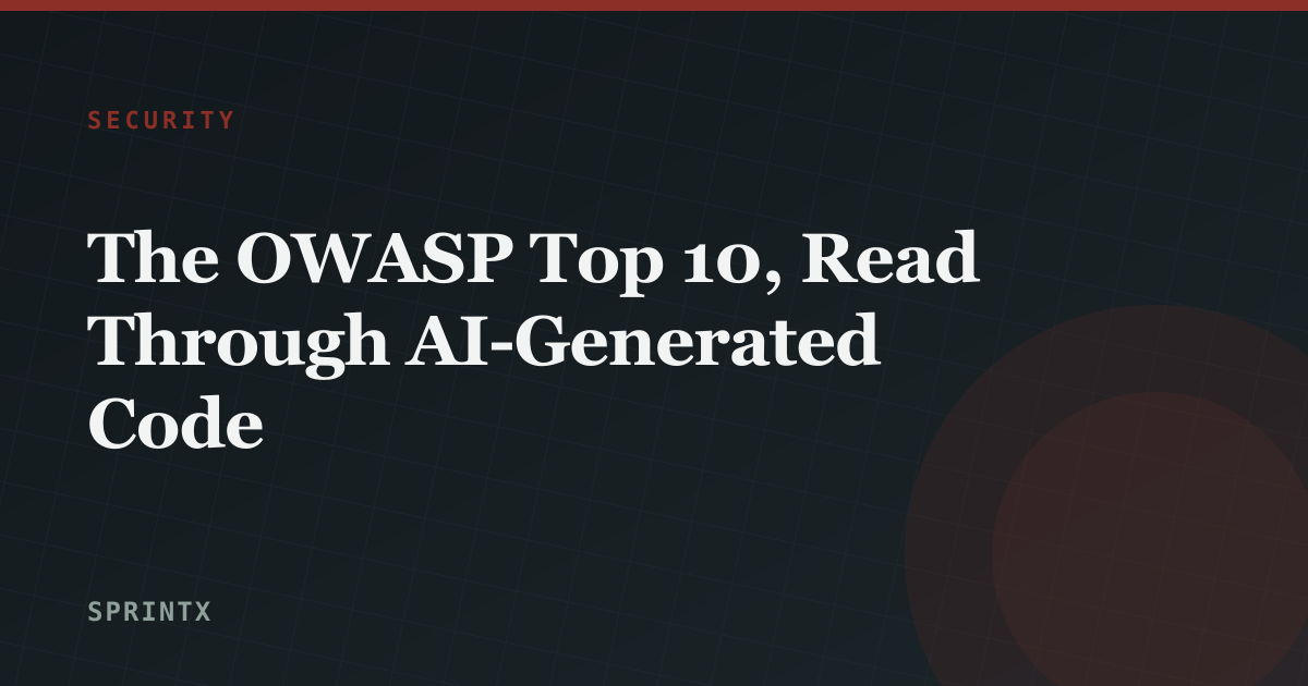 A security category checklist mapped against an AI-generated application codebase