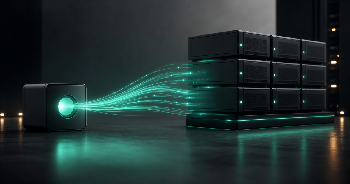 Database migration concept with server racks and data flow