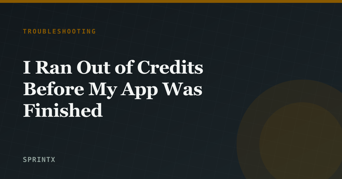 An empty credit meter next to an unfinished application