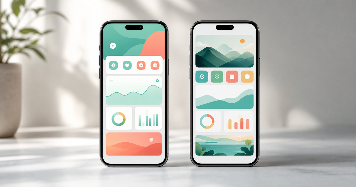 Two smartphones side by side representing two mobile development frameworks