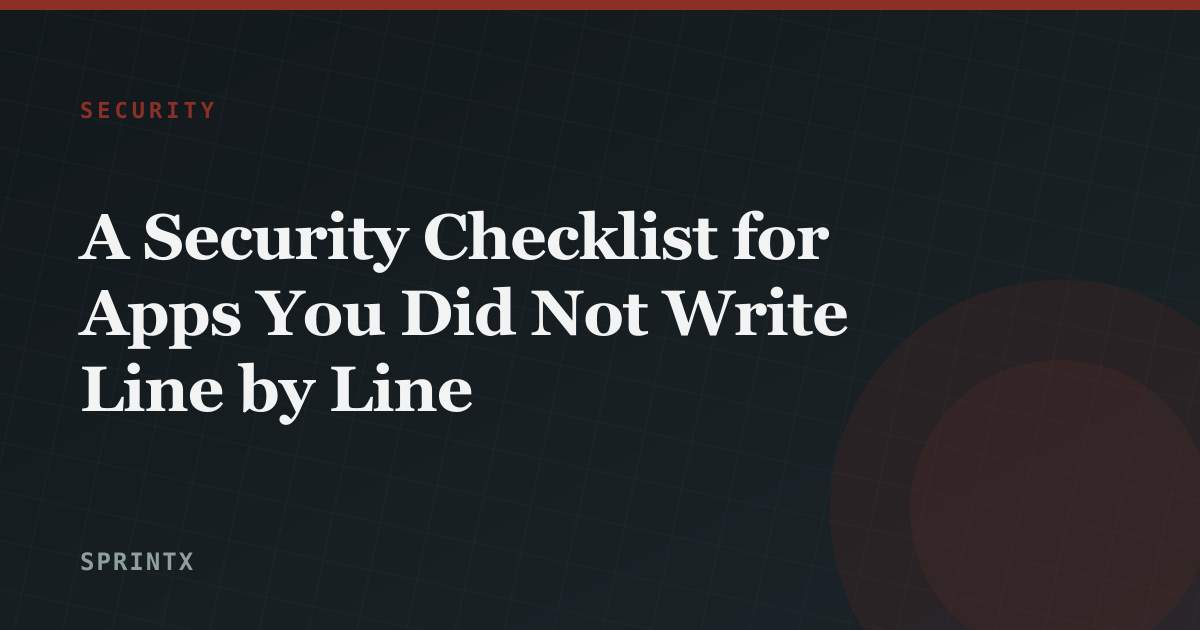 A founder working through a pre-launch security checklist for an AI-built application