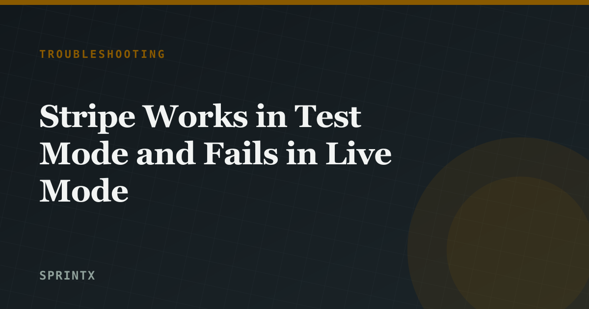 A Stripe checkout succeeding in test mode and failing in live mode