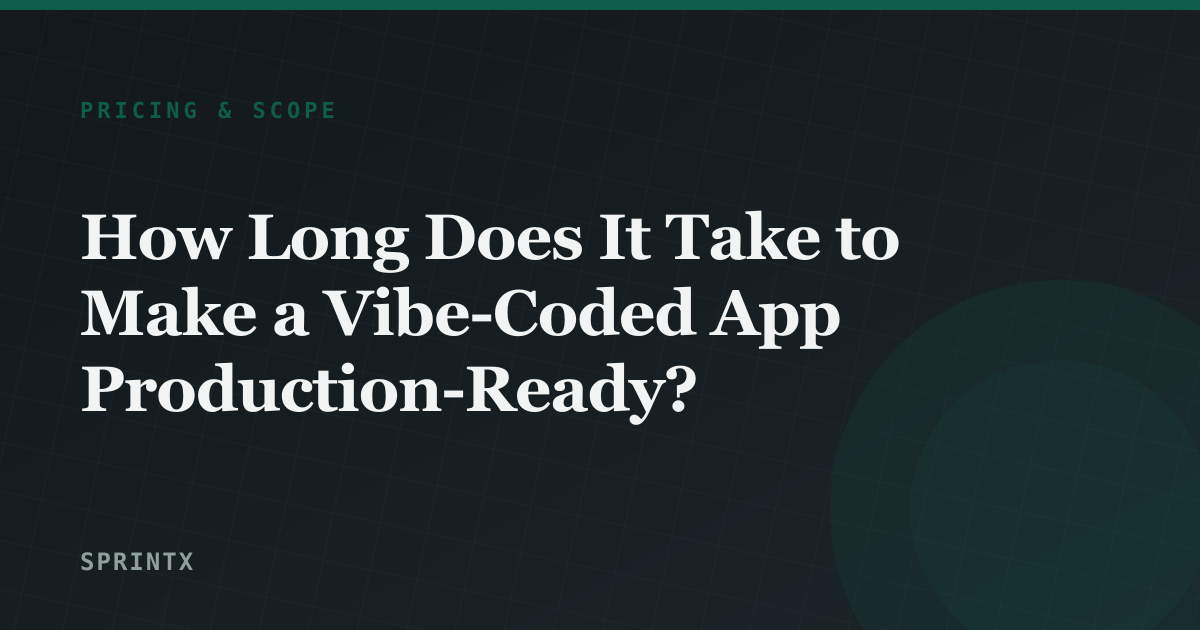 Timeline phases for making a vibe-coded app production ready