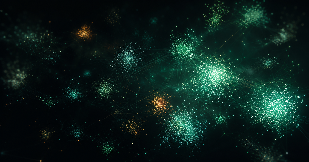 A visualization of documents mapped as points in a search space