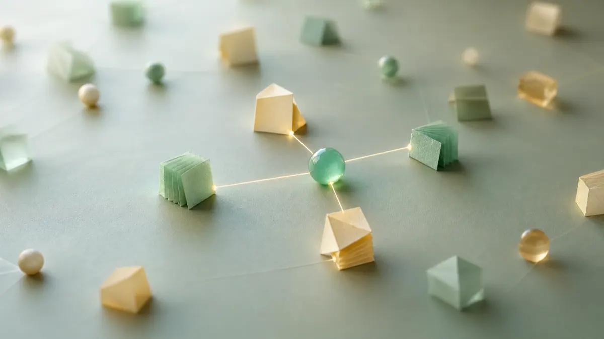 Documents represented as clustered points, with similar meanings grouped close together
