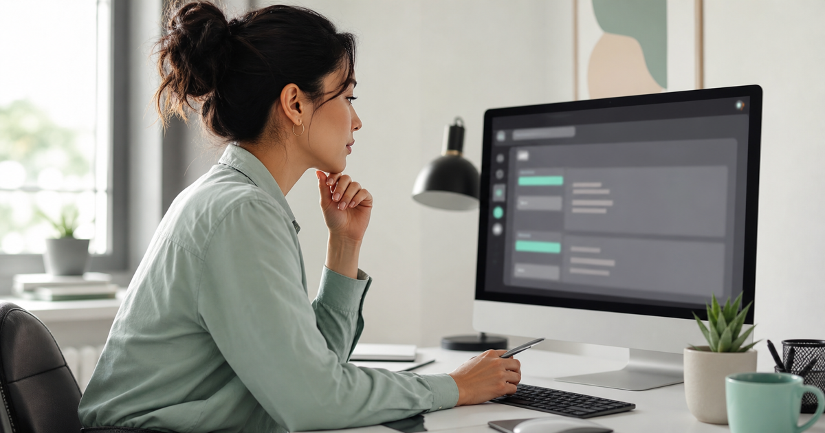 A specialist refining instructions to an AI model on a screen
