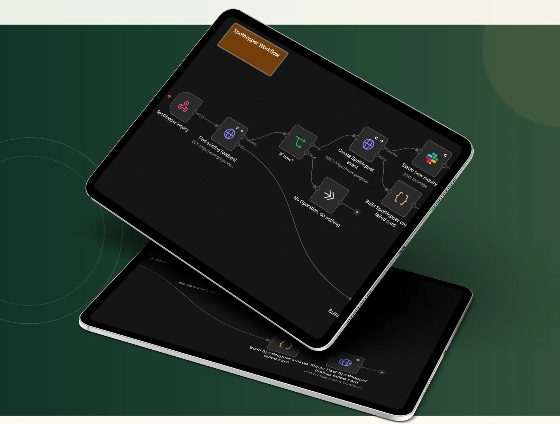 Events web app: the web-form inquiry workflow on a tablet