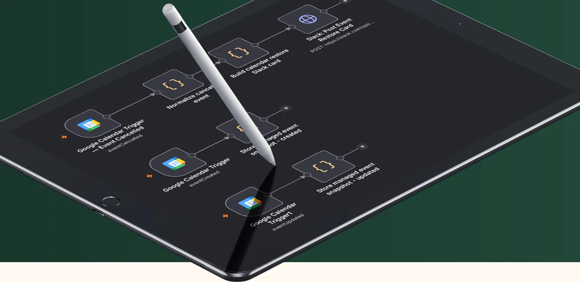 Events web app: calendar sync steps on a tablet