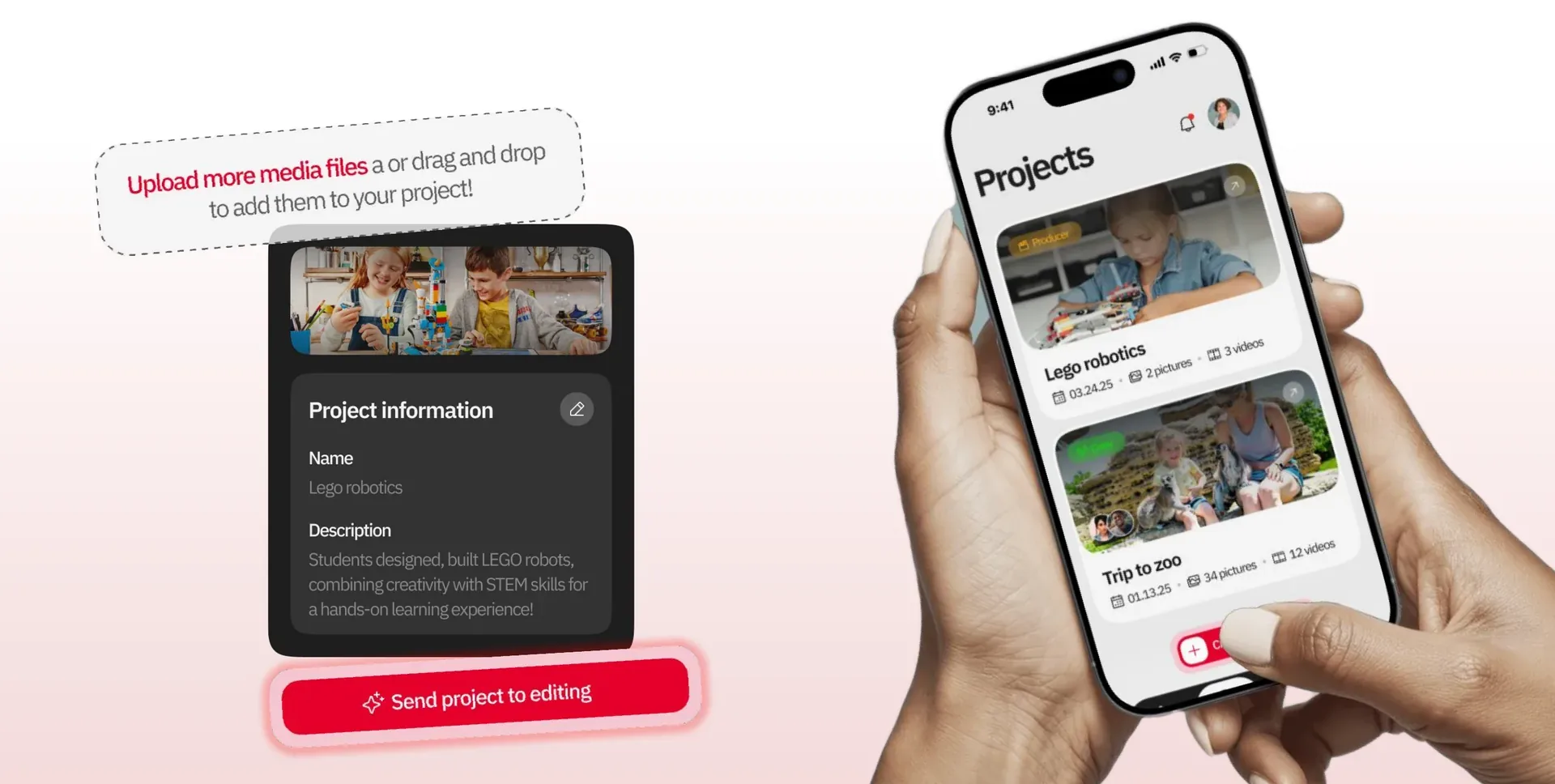 Uploading media to a Brevidee project on a phone