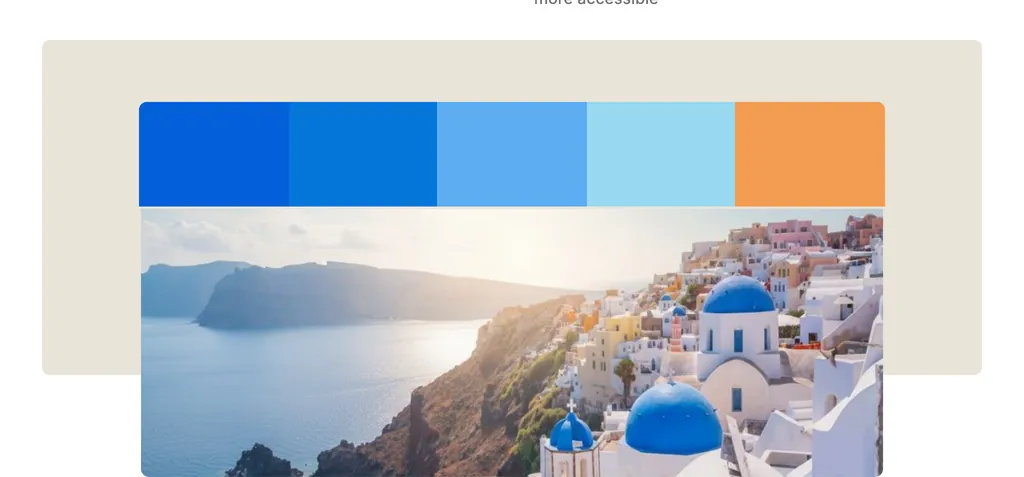 Blue and orange palette extracted from a photo of a whitewashed coastal village